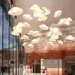 Crystal Lava Pebbles Staircase Chandelier – Alloy LED Pendant, 1 to 9 Heads, 4 Colour Modes