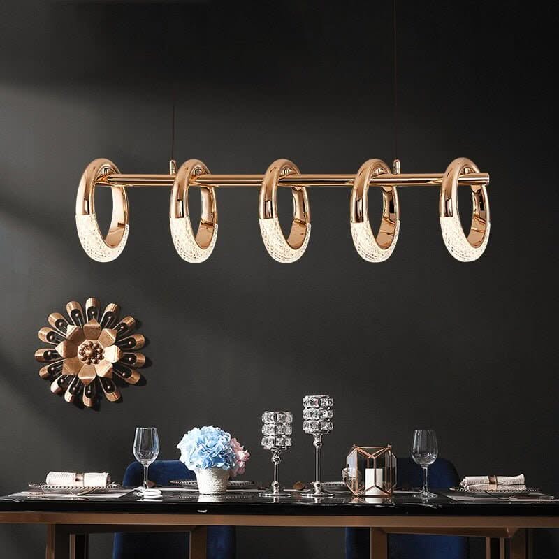Crystal Loops Hanging Light – Gold Iron, LED, Adjustable Height, CCC & CE Certified