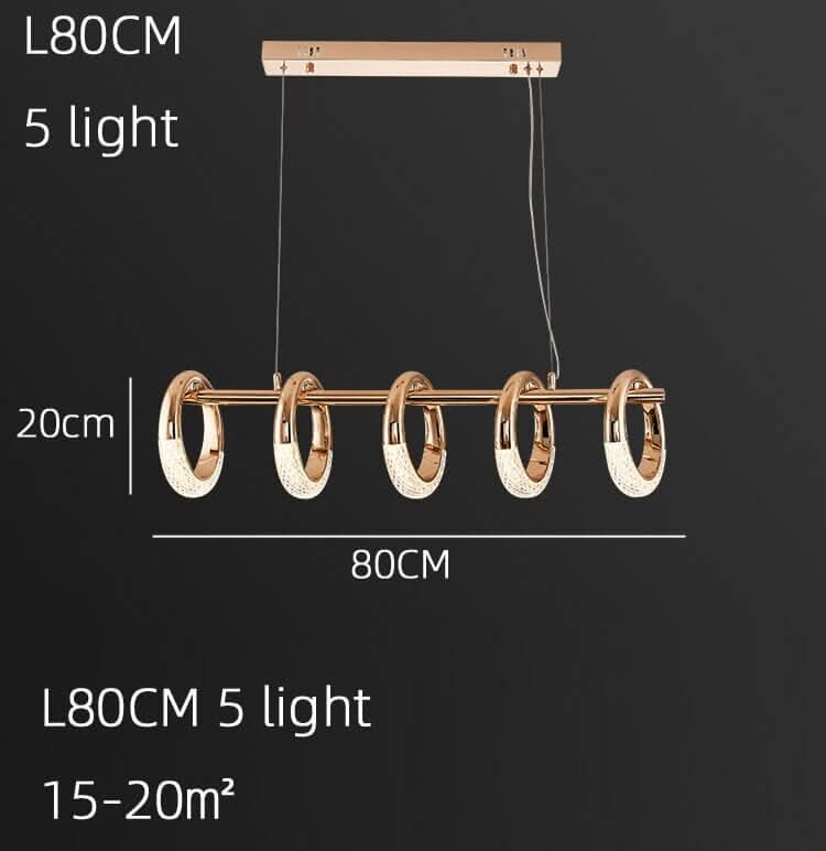 Crystal Loops Hanging Light – Gold Iron, LED, Adjustable Height, CCC & CE Certified