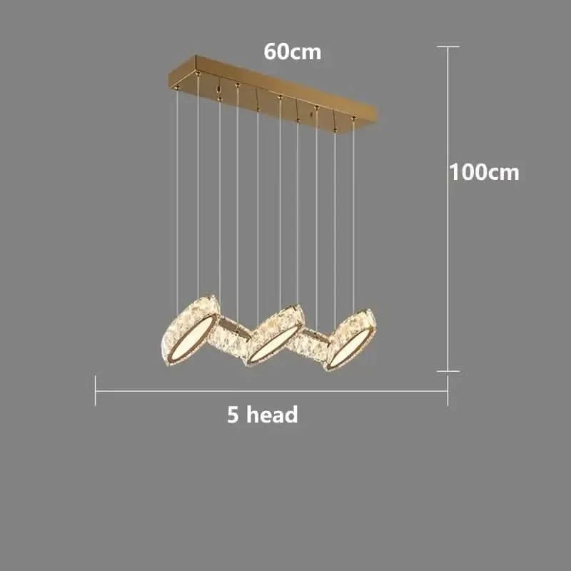 Crystal Mix Loop Kitchen Island Chandelier – 60 to 150cm, Dimmable
