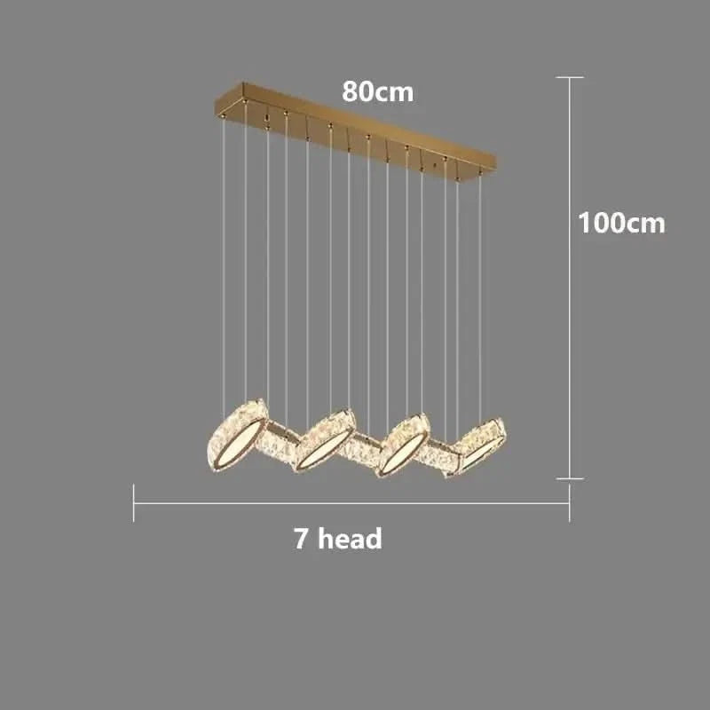Crystal Mix Loop Kitchen Island Chandelier – 60 to 150cm, Dimmable