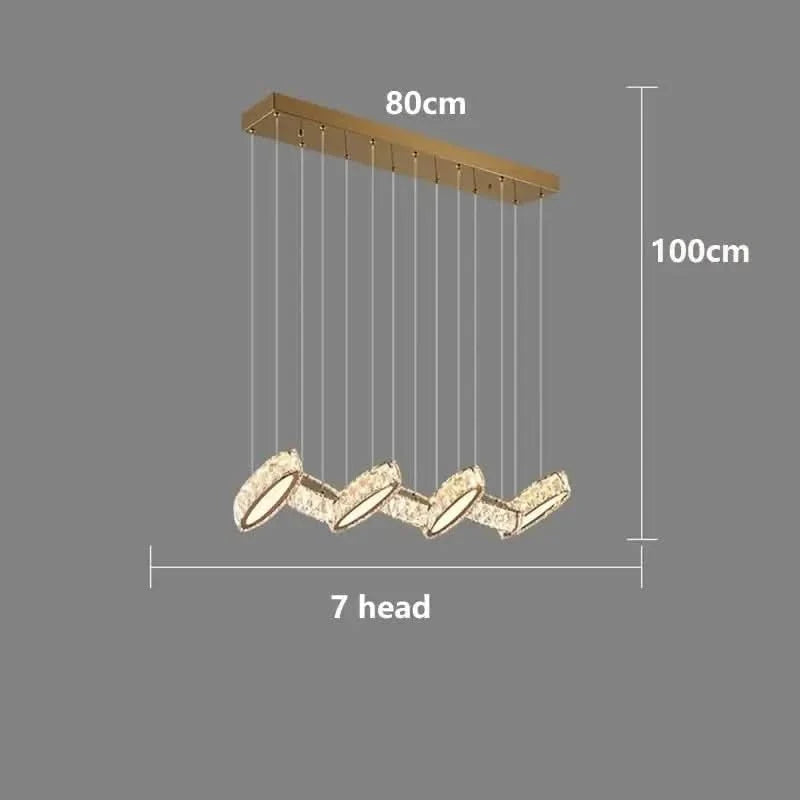 Crystal Mix Loop Kitchen Island Chandelier – 60 to 150cm, Dimmable