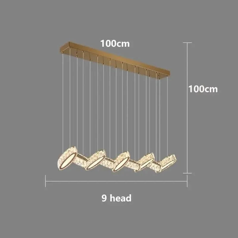 Crystal Mix Loop Kitchen Island Chandelier – 60 to 150cm, Dimmable