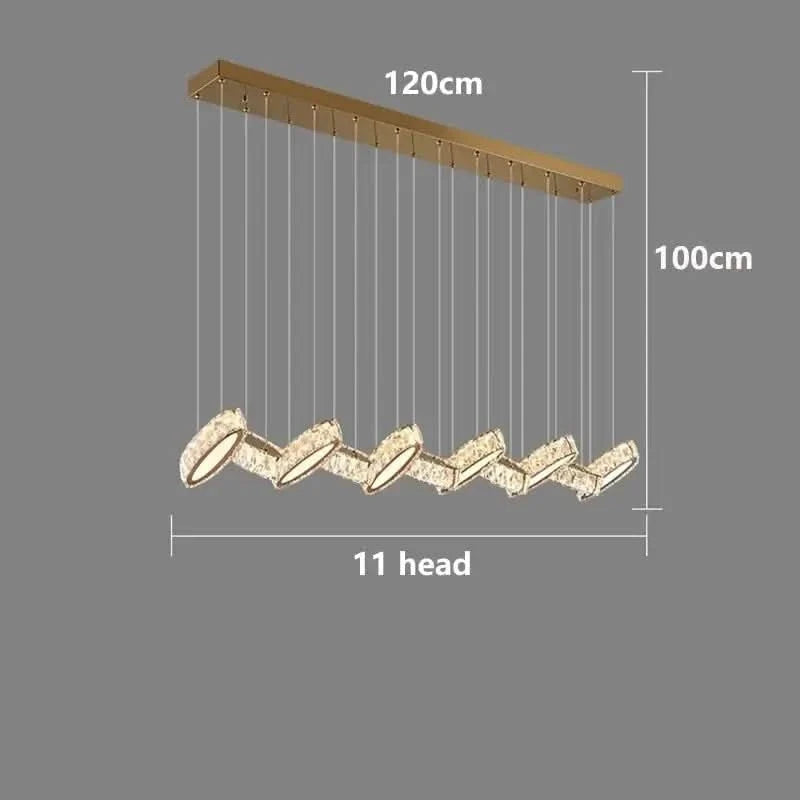 Crystal Mix Loop Kitchen Island Chandelier – 60 to 150cm, Dimmable