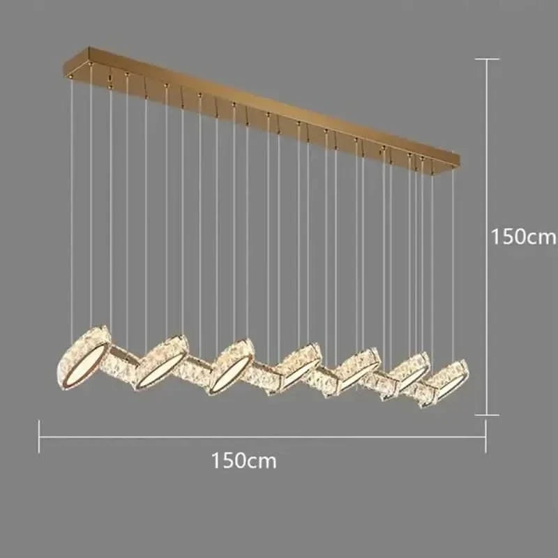 Crystal Mix Loop Kitchen Island Chandelier – 60 to 150cm, Dimmable