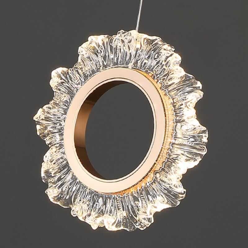 Crystal Rings Stairs Chandelier – Elegant Multi-Ring LED Pendant, 3 to 32 Lights, Dimmable Option