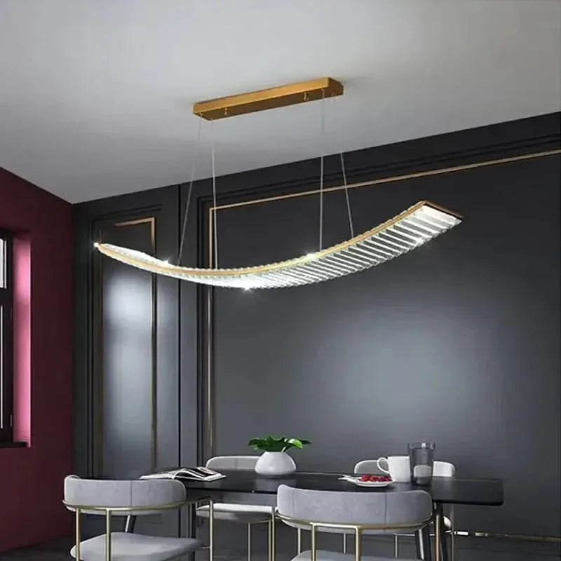 Crystal Slope Pendant Kitchen Island Light – 90cm & 120cm, Dimmable