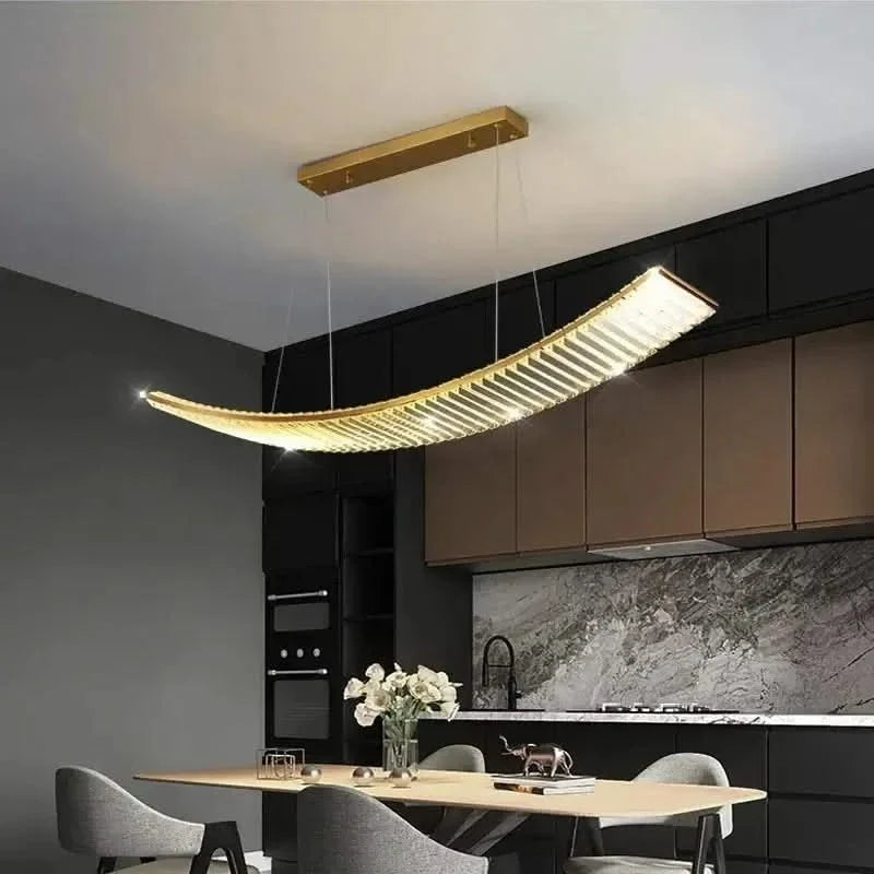Crystal Slope Pendant Kitchen Island Light – 90cm & 120cm, Dimmable
