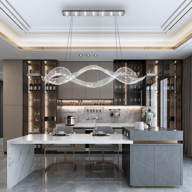 Crystal Swirl LED Chandelier – Gold & Silver, 120 & 150cm, 15–30m²