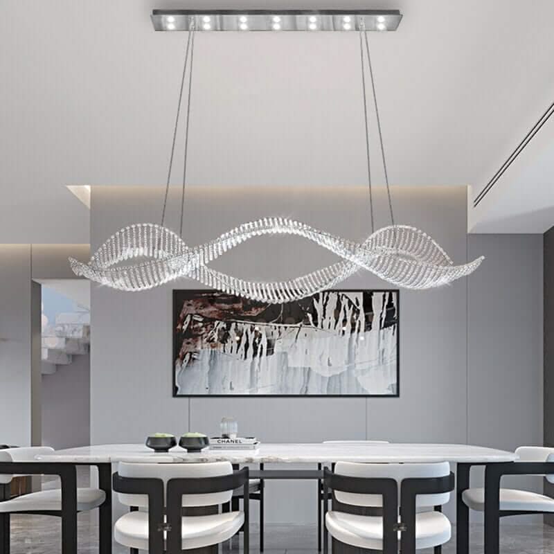 Crystal Swirl LED Chandelier – Gold & Silver, 120 & 150cm, 15–30m²