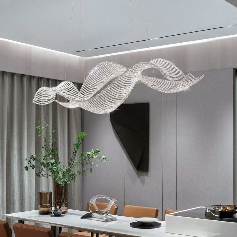 Crystal Swirl LED Chandelier – Gold & Silver, 120 & 150cm, 15–30m²