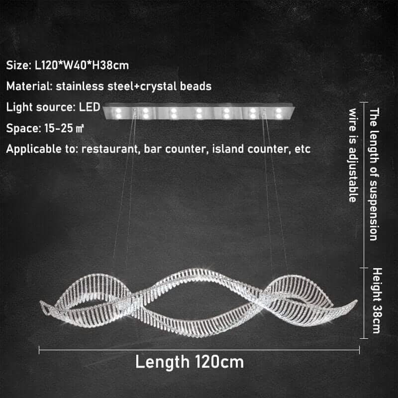 Crystal Swirl LED Chandelier – Gold & Silver, 120 & 150cm, 15–30m²