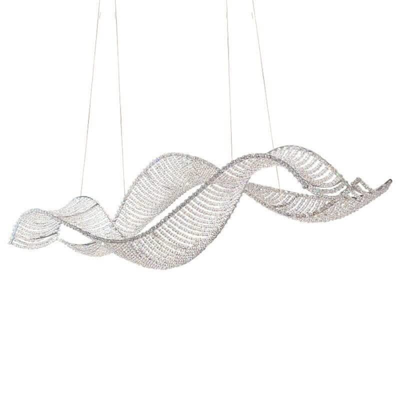 Crystal Swirl LED Chandelier – Gold & Silver, 120 & 150cm, 15–30m²