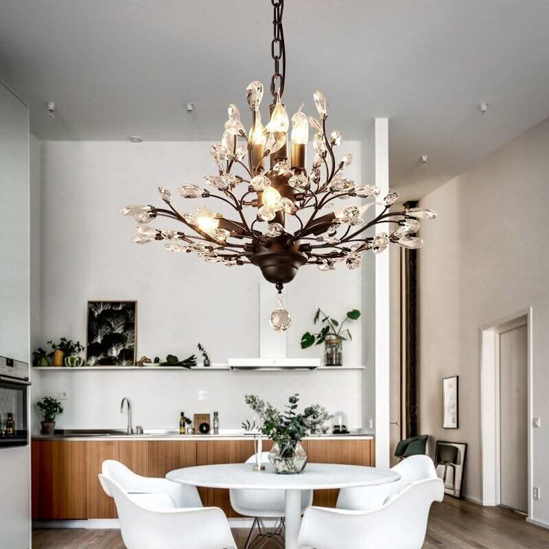 Crystal Tree Chandelier – Black & Gold in 3 to 12 Lights, 3 Colour Temperatures
