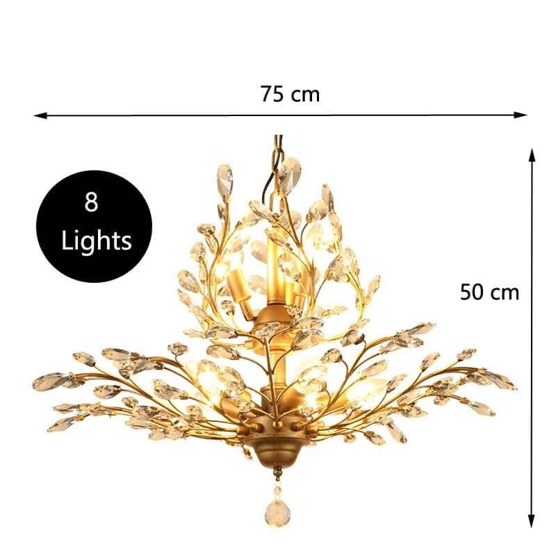 Crystal Tree Chandelier – Black & Gold in 3 to 12 Lights, 3 Colour Temperatures