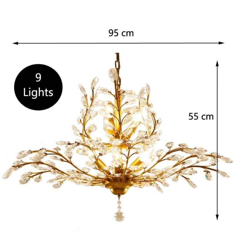 Crystal Tree Chandelier – Black & Gold in 3 to 12 Lights, 3 Colour Temperatures