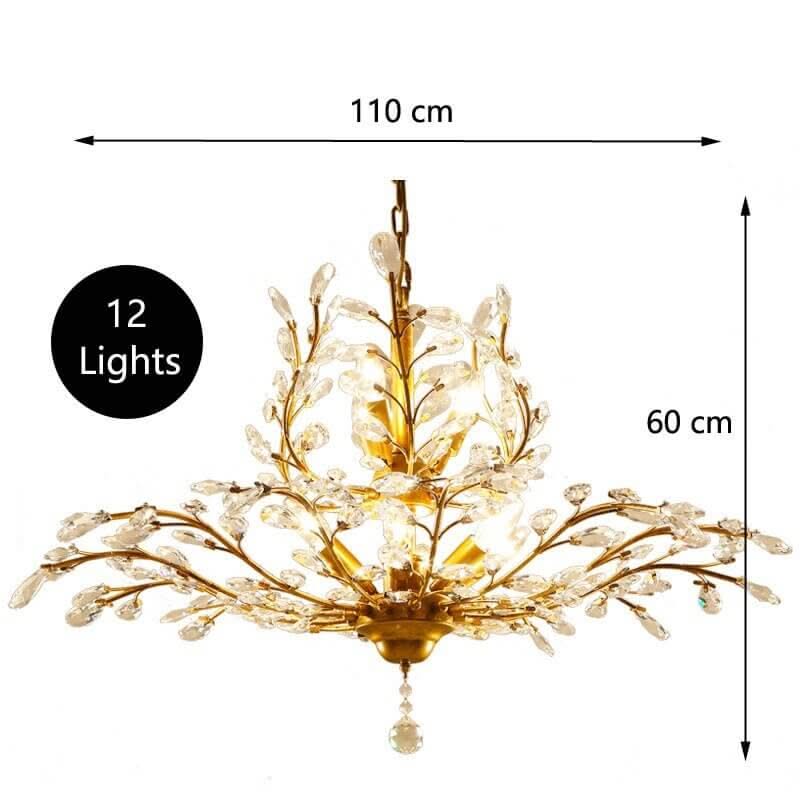 Crystal Tree Chandelier – Black & Gold in 3 to 12 Lights, 3 Colour Temperatures