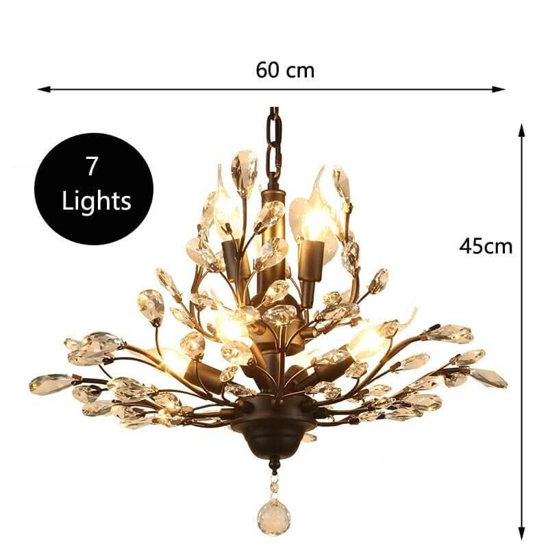 Crystal Tree Chandelier – Black & Gold in 3 to 12 Lights, 3 Colour Temperatures