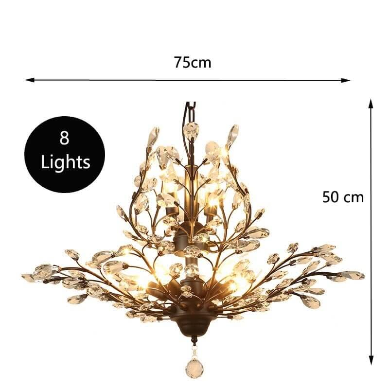 Crystal Tree Chandelier – Black & Gold in 3 to 12 Lights, 3 Colour Temperatures