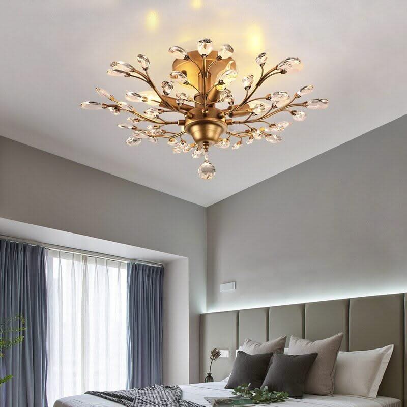 Crystal Tree Chandelier – Black & Gold in 3 to 12 Lights, 3 Colour Temperatures