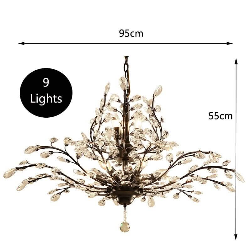 Crystal Tree Chandelier – Black & Gold in 3 to 12 Lights, 3 Colour Temperatures
