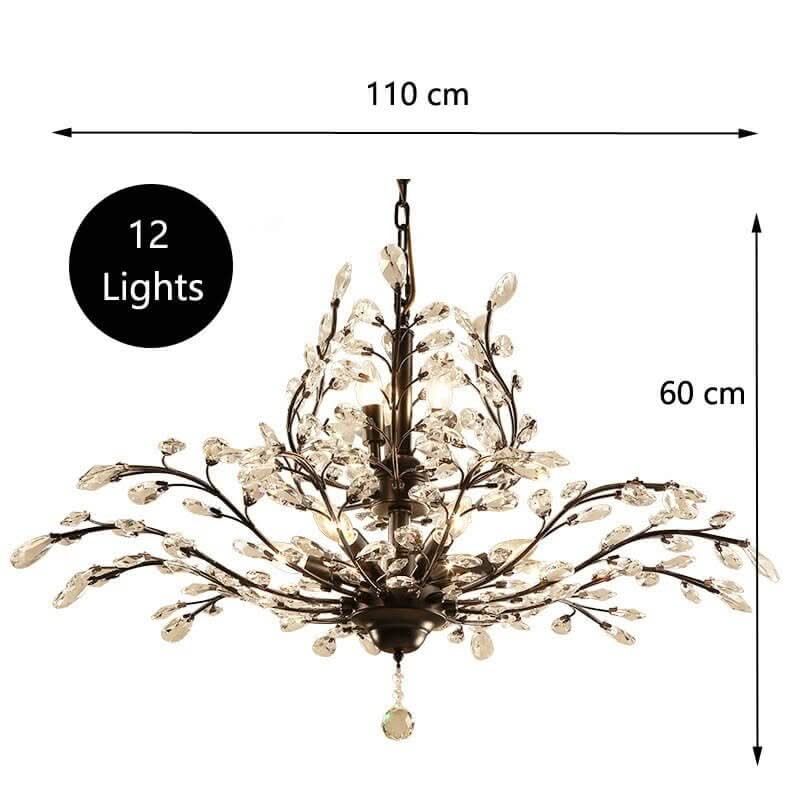 Crystal Tree Chandelier – Black & Gold in 3 to 12 Lights, 3 Colour Temperatures