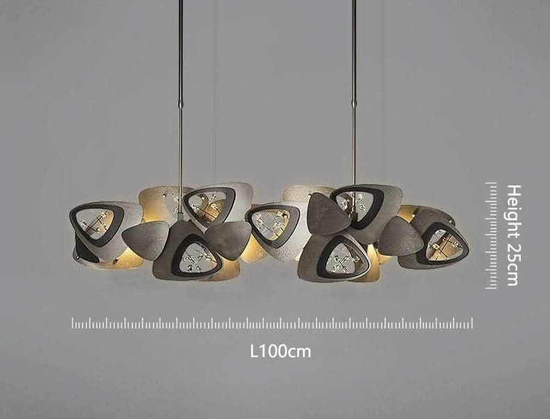Crystal Triangle Art Deco LED Chandelier for Kitchen Island – 80 to 150cm