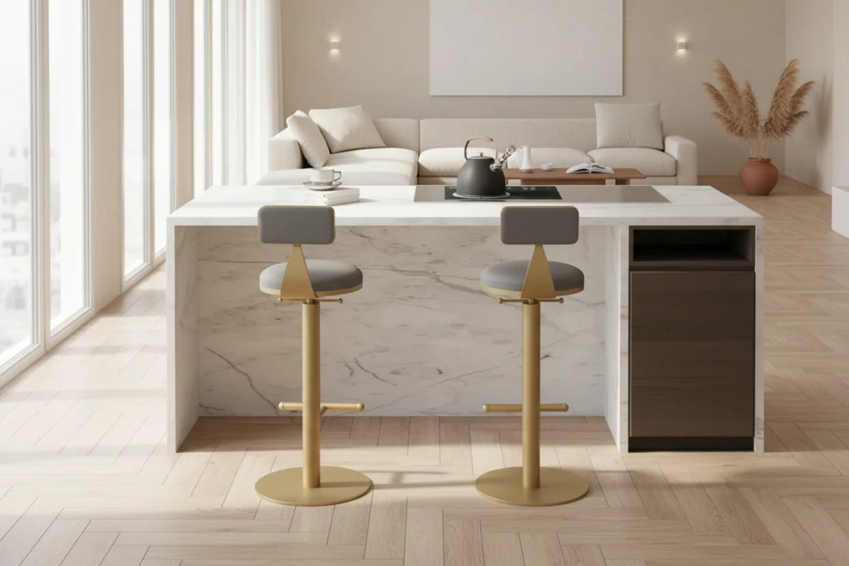 Cucina Velvet Swivel Bar Stool for Kitchen Island Counter – Set of 1, 2 or 4