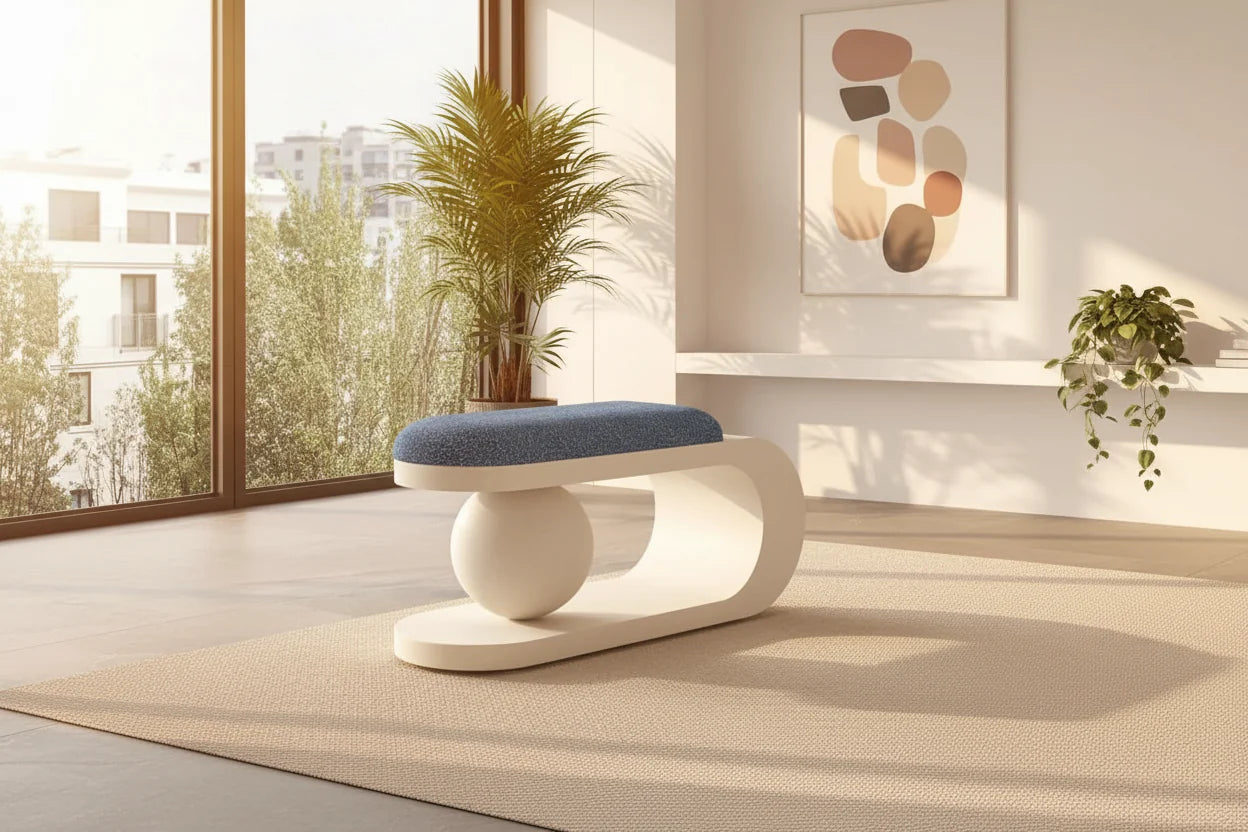 Curve Shoe Changing Stool with Lamb Wool Cushion – Luxury Bench Seat
