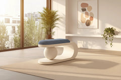 Curve Shoe Changing Stool with Lamb Wool Cushion – Luxury Bench Seat