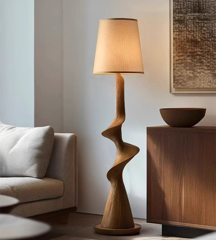 Curve Wood Floor Lamp – Sculptural Natural Wood Lighting