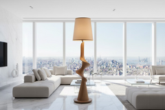 Curve Wood Floor Lamp – Sculptural Natural Wood Lighting