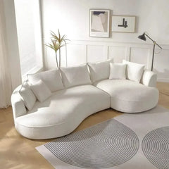 Curved Sectional Boucle Sofa Couch | L-Shaped Boucle Corner Sofa