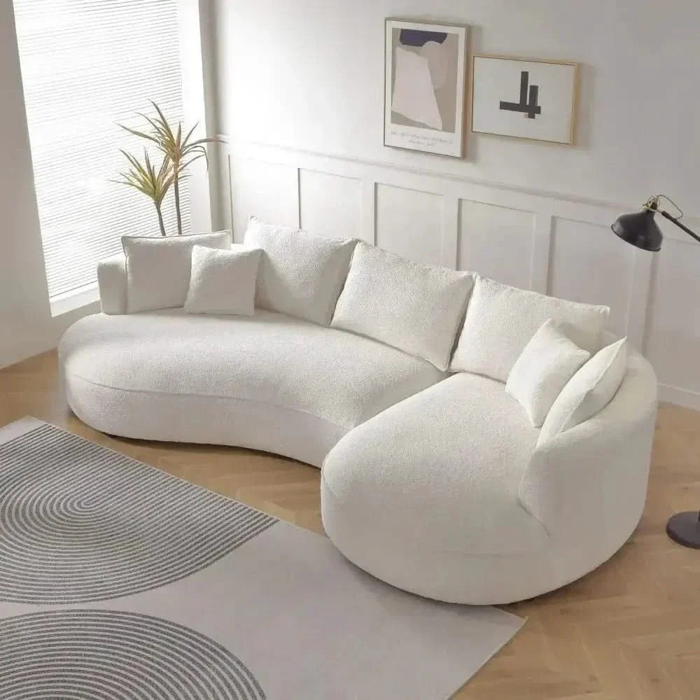 Curved Sectional Boucle Sofa Couch | L-Shaped Boucle Corner Sofa