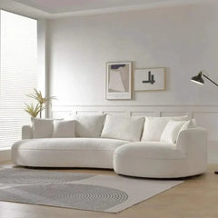 Curved Sectional Boucle Sofa Couch | L-Shaped Boucle Corner Sofa