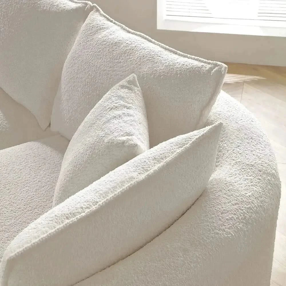 Curved Sectional Boucle Sofa Couch | L-Shaped Boucle Corner Sofa