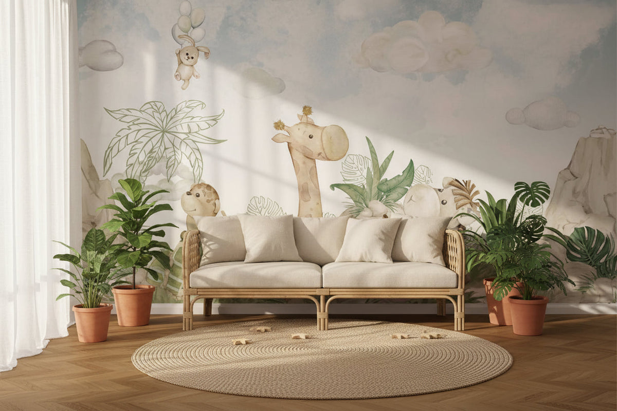 Cute Jungle Safari - Baby Room Wallpaper Mural