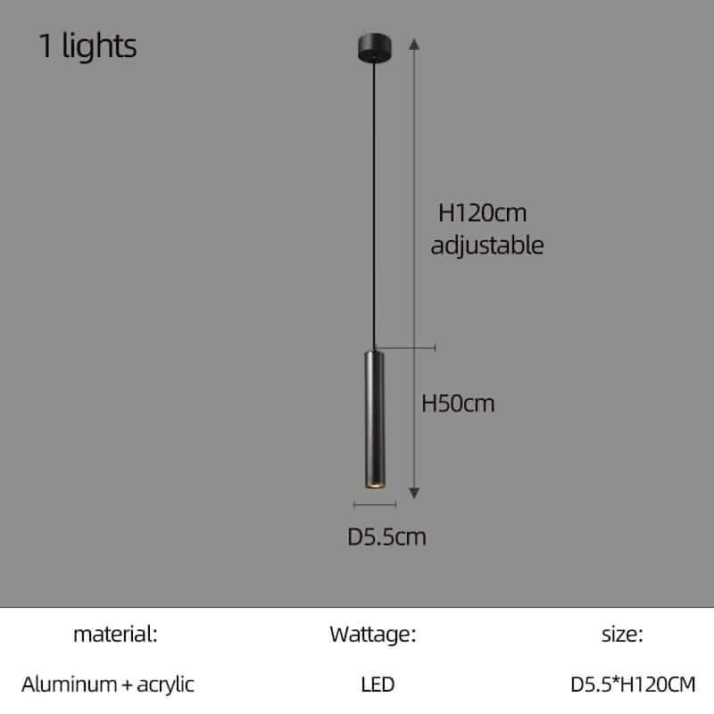 Cylindrical Pendant Staircase Chandelier – Modern LED Multi-Light Fixture, 1 to 15 Lights