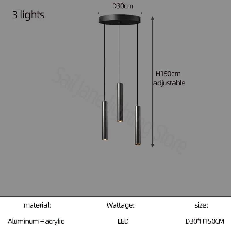 Cylindrical Pendant Staircase Chandelier – Modern LED Multi-Light Fixture, 1 to 15 Lights