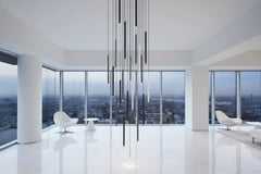 Cylindrical LED Staircase Chandelier – Multi-Finish, Single or Multi-Tube, Warm & Cool White