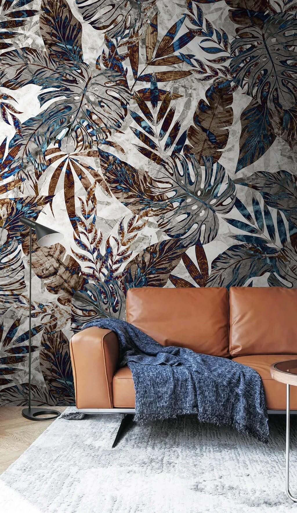 Dark Glittery Leaves Wallpaper Mural