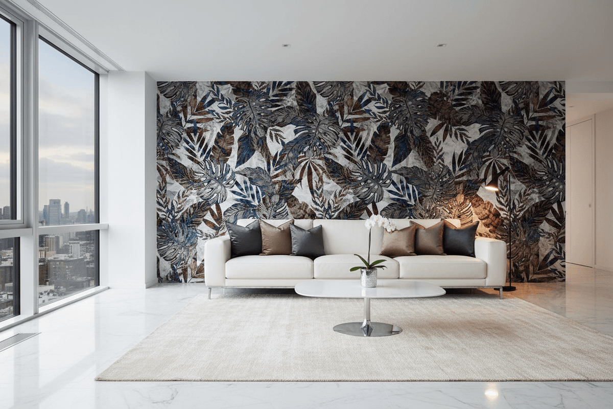 Dark Glittery Leaves Wallpaper Mural