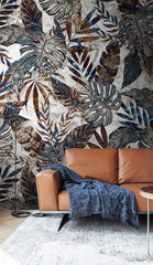 Dark Glittery Leaves Wallpaper Mural