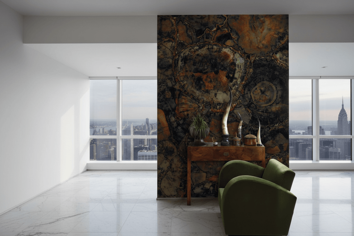 Dark Wood Forest Logs Wallpaper Mural
