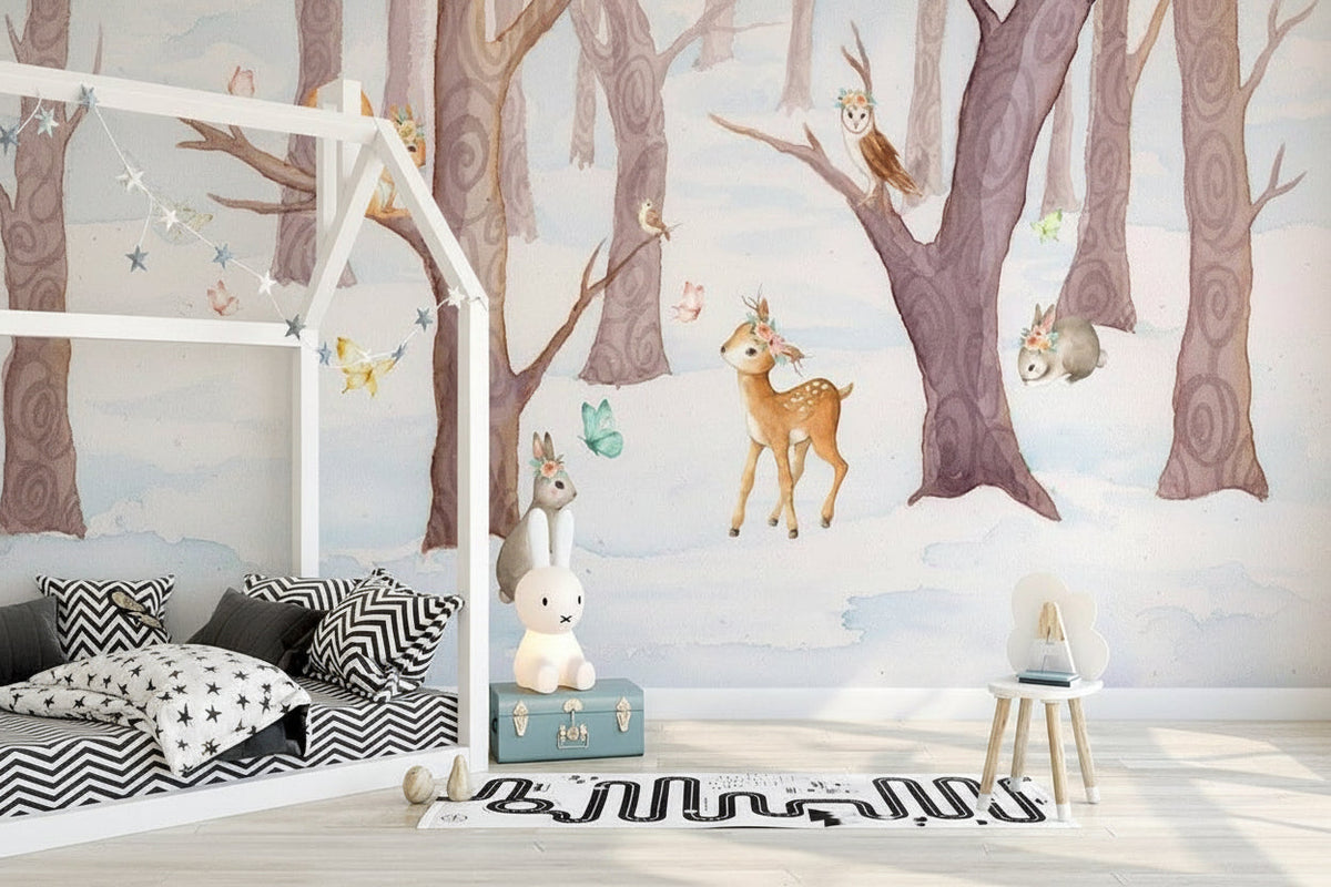 Deer in Winter Wonderland Wallpaper