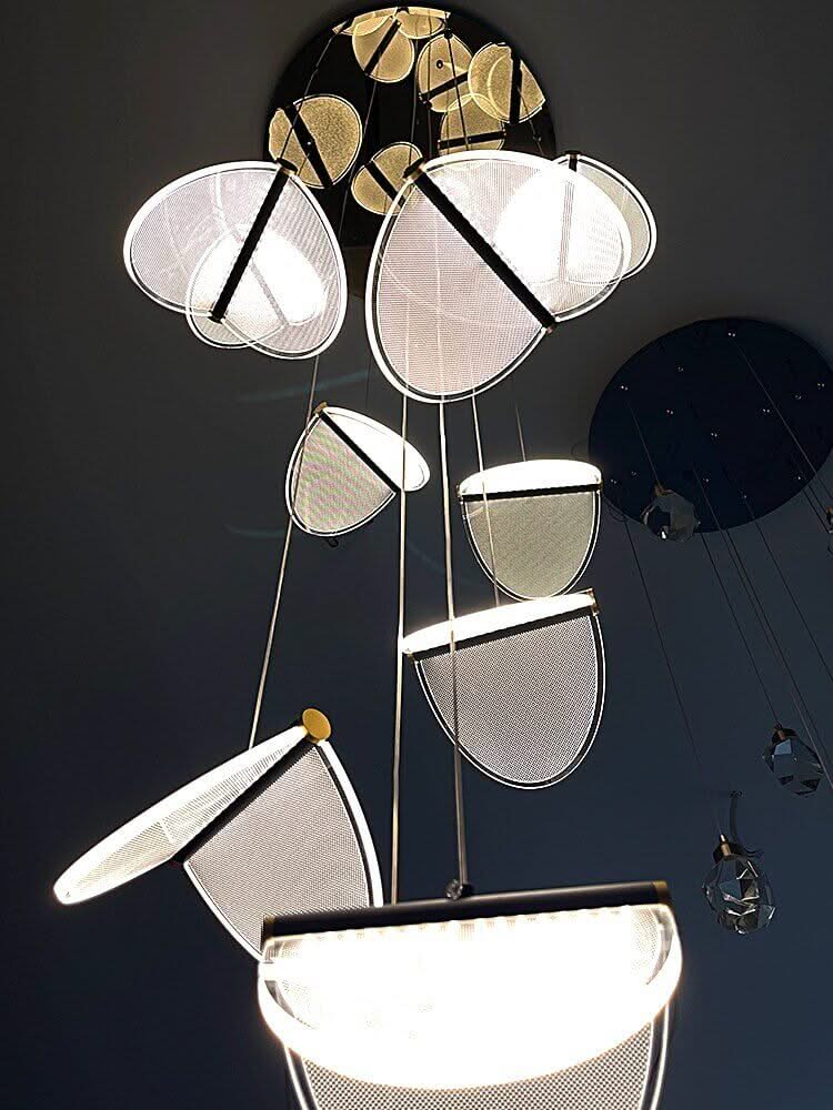 Deluxe Acrylic Blade Staircase Chandelier – Aluminium & Acrylic LED, 3 to 25 Lights, Tri-Colour Option