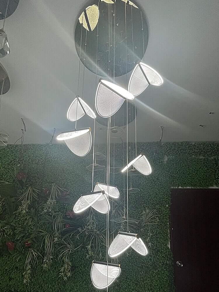 Deluxe Acrylic Blade Staircase Chandelier – Aluminium & Acrylic LED, 3 to 25 Lights, Tri-Colour Option