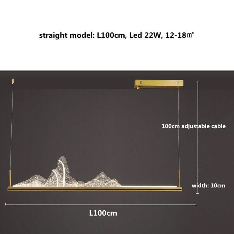 Designer Acrylic Hill LED Chandelier for Kitchen Island – Straight & Oval, Dimmable