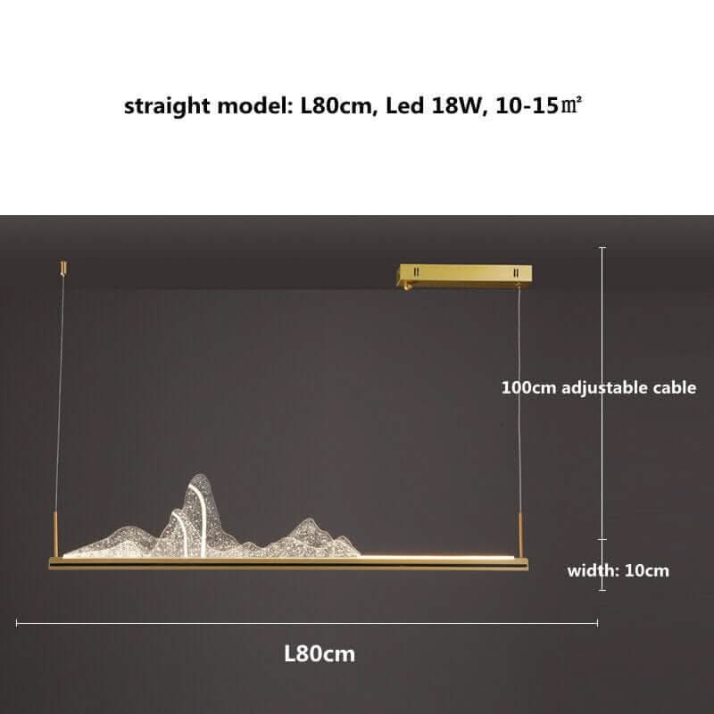 Designer Acrylic Hill LED Chandelier for Kitchen Island – Straight & Oval, Dimmable