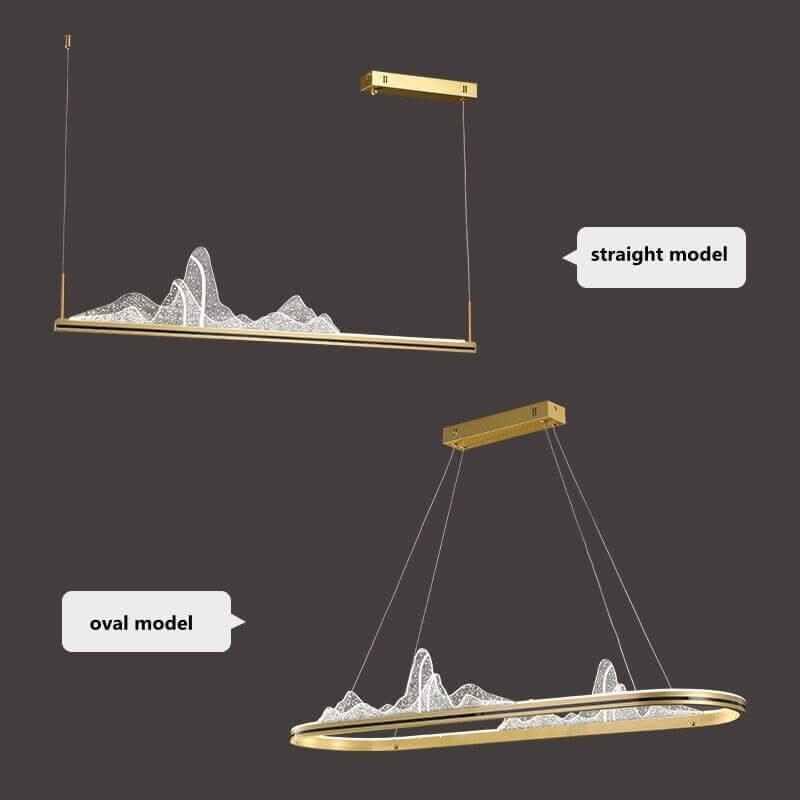 Designer Acrylic Hill LED Chandelier for Kitchen Island – Straight & Oval, Dimmable